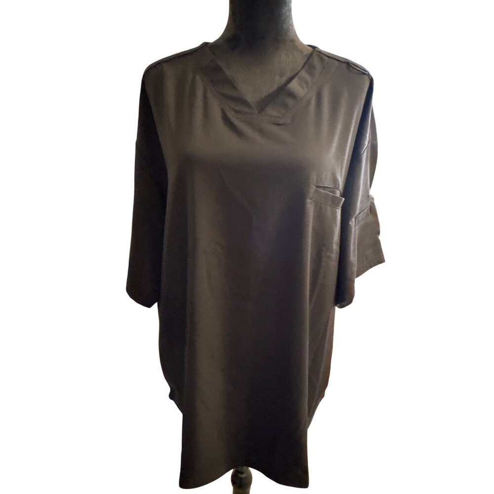 Greys Anatomy Barco Spandex Stretch Black Scrub Top 2XL With Pockets